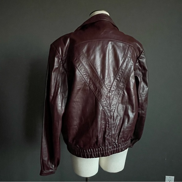 Vintage Wilsons Oxblood Leather Bomber Jacket Plush Lined Zip Front Size 42 - Picture 6 of 15